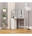 Corner Dressing Table Make-up Table with LED Light White