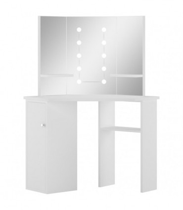 Corner Dressing Table Make-up Table with LED Light White