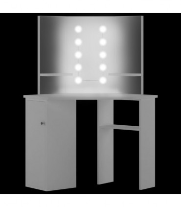 Corner Dressing Table Make-up Table with LED Light White