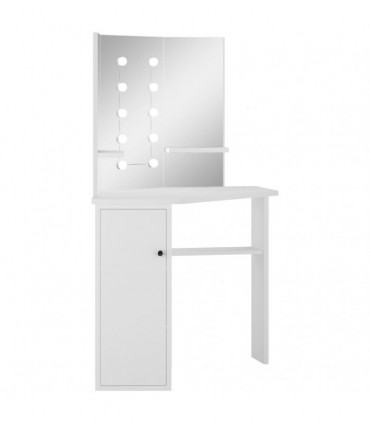 Corner Dressing Table Make-up Table with LED Light White