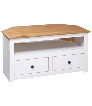 Corner TV Cabinet White 93x49x49 cm Solid Pine Panama Range