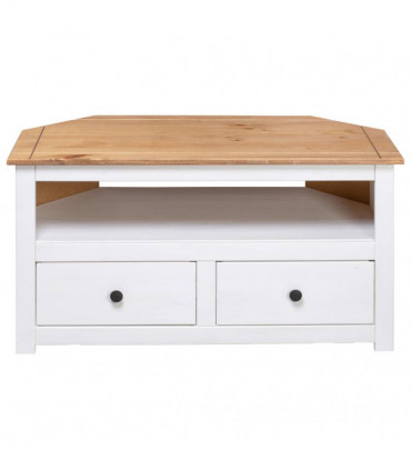 Corner TV Cabinet White 93x49x49 cm Solid Pine Panama Range