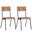 Dining Chairs 2 pcs Brown Solid Plywood Steel