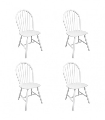 Dining Chairs 4 pcs White Solid Rubber Wood