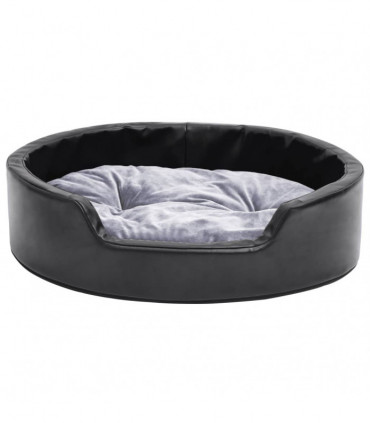 Dog Bed Black and Grey 69x59x19 cm Plush and Faux Leather