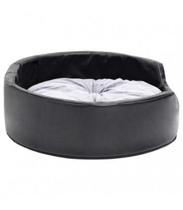 Dog Bed Black and Grey 69x59x19 cm Plush and Faux Leather