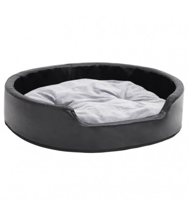 Dog Bed Black and Grey 79x70x19 cm Plush and Faux Leather