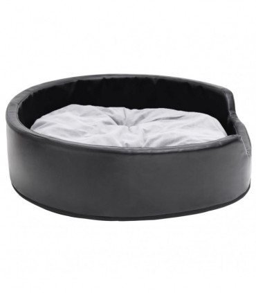 Dog Bed Black and Grey 79x70x19 cm Plush and Faux Leather