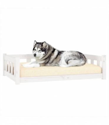 Dog Bed White 105.5x75.5x28 cm Solid Wood Pine