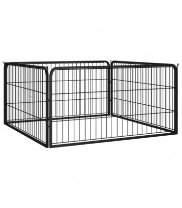 Dog Playpen 4 Panels Black 100x50 cm Powder-coated Steel
