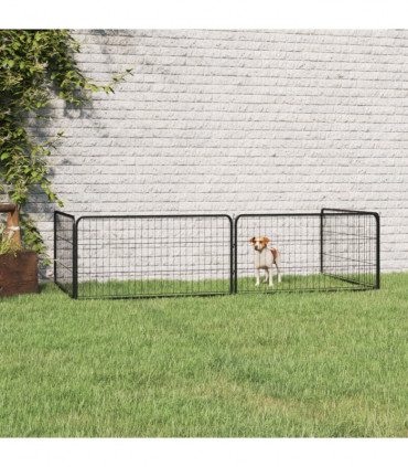 Dog Playpen 4 Panels Black 100x50 cm Powder-coated Steel