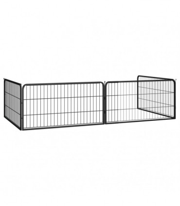 Dog Playpen 4 Panels Black 100x50 cm Powder-coated Steel
