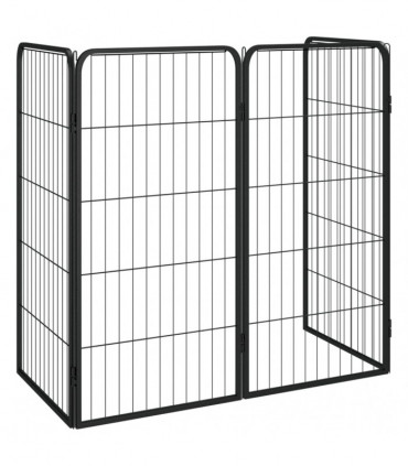 Dog Playpen 4 Panels Black 50x100 cm Powder-coated Steel