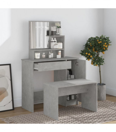Dressing Table with Mirror Concrete Grey 86.5x35x136 cm