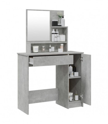 Dressing Table with Mirror Concrete Grey 86.5x35x136 cm