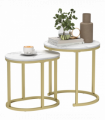 Elegant Marble-Effect Side Table Set - Versatile Accent Tables