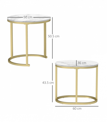 Elegant Marble-Effect Side Table Set - Versatile Accent Tables