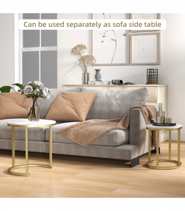 Elegant Marble-Effect Side Table Set - Versatile Accent Tables