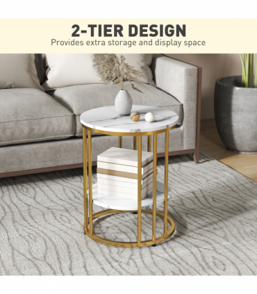 Elegant Marble-Effect Tables Set with Gold Tone Legs for Home & Office