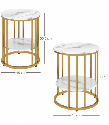 Elegant Marble-Effect Tables Set with Gold Tone Legs for Home & Office