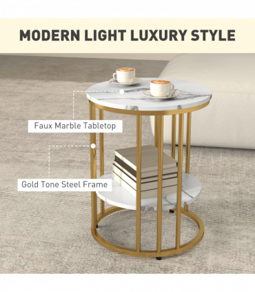 Elegant Marble-Effect Tables Set with Gold Tone Legs for Home & Office