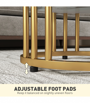 Elegant Marble-Effect Tables Set with Gold Tone Legs for Home & Office
