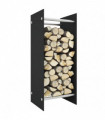 Firewood Rack Black 40x35x100 cm Tempered Glass
