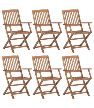 Folding Garden Chairs 6 pcs Solid Acacia Wood