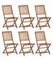 Folding Garden Chairs 6 pcs Solid Acacia Wood