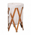 Folding Laundry Basket Cream Wood and Fabric