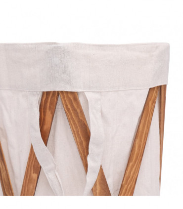 Folding Laundry Basket Cream Wood and Fabric