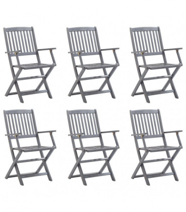 Folding Outdoor Chairs 6 pcs Solid Acacia Wood
