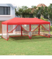 Folding Party Tent with Sidewalls Red 3x6 m