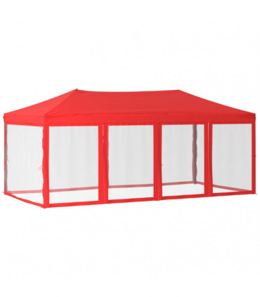 Folding Party Tent with Sidewalls Red 3x6 m