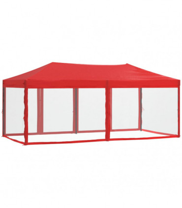 Folding Party Tent with Sidewalls Red 3x6 m
