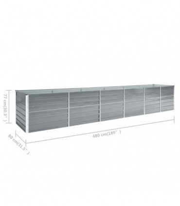 Garden Raised Bed Galvanised Steel 480x80x77 cm Grey