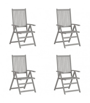 Garden Reclining Chairs 4 pcs Grey Solid Acacia Wood