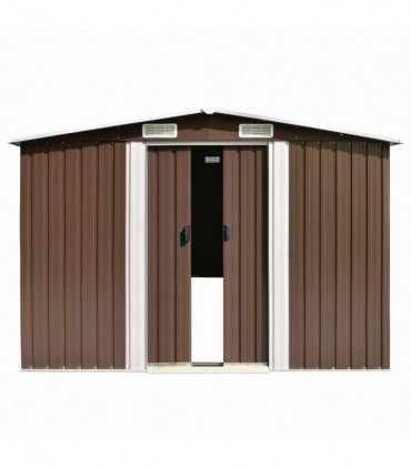 Garden Shed 257x392x181 cm Metal Brown