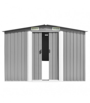 Garden Shed 257x392x181 cm Metal Grey