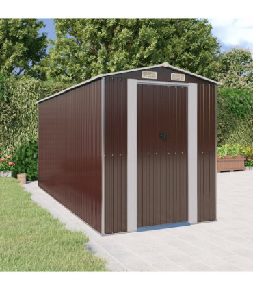 Garden Shed Dark Brown 192x440x223 cm Galvanised Steel
