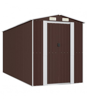 Garden Shed Dark Brown 192x440x223 cm Galvanised Steel
