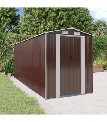 Garden Shed Dark Brown 192x523x223 cm Galvanised Steel