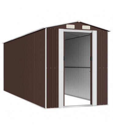 Garden Shed Dark Brown 192x523x223 cm Galvanised Steel