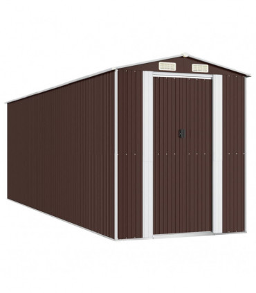 Garden Shed Dark Brown 192x606x223 cm Galvanised Steel