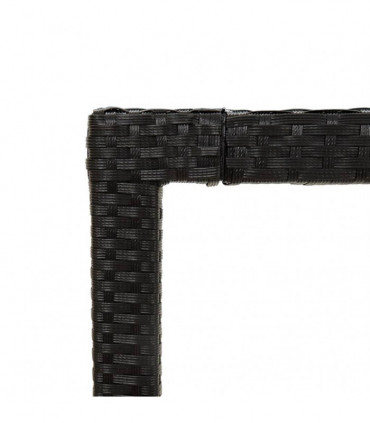 Garden Table 150x90x75 cm Tempered Glass and Poly Rattan Black
