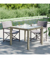 Garden Table 90x90x75 cm Tempered Glass and Poly Rattan Grey