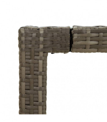 Garden Table 90x90x75 cm Tempered Glass and Poly Rattan Grey