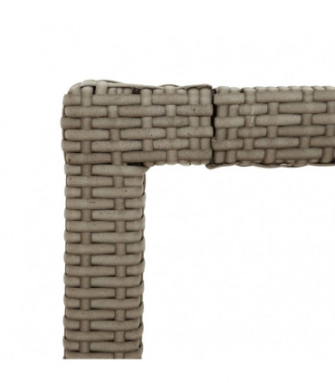 Garden Table Beige 190x90x75 cm Tempered Glass and Poly Rattan