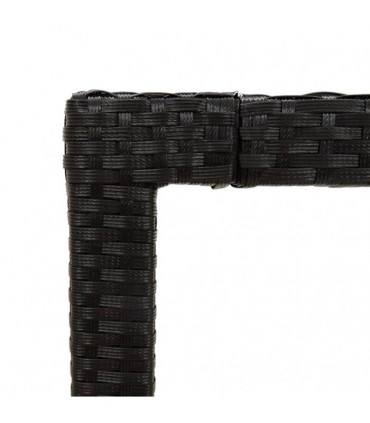 Garden Table Black 190x90x75 cm Tempered Glass and Poly Rattan