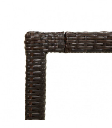 Garden Table Brown 190x90x75 cm Tempered Glass and Poly Rattan